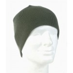 Шапка вязаная с флисовой подкладкой оливковая