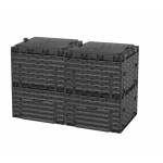 Компостер садовый 600л Piteco с крышкой K1130 чёрный (из 2-х мест)