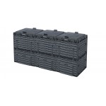 Компостер садовый 900л Piteco с крышкой K1130 чёрный (из 3-х мест)