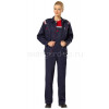 Костюм женский Авангард с полукомбинезоном, ткань смесовая (темно-синий+ красная отделка и СОП)