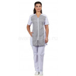 Блуза женская Тереза (белый+серый)