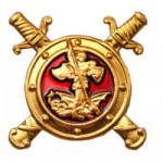 Эмблема петличная Полиции эмаль золотая металл