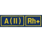 Нашивка на грудь Группа крови 2-я положительная МС голубая желтый шрифт пластик