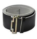 Ремень иск кожа черный для солдат без бляхи