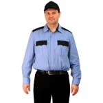 Рубашка мужская "Охрана" (дл. рукав) голубая с черным