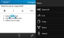 How to highlight, cut, copy and paste using a BlackBerry Z10 smartphone