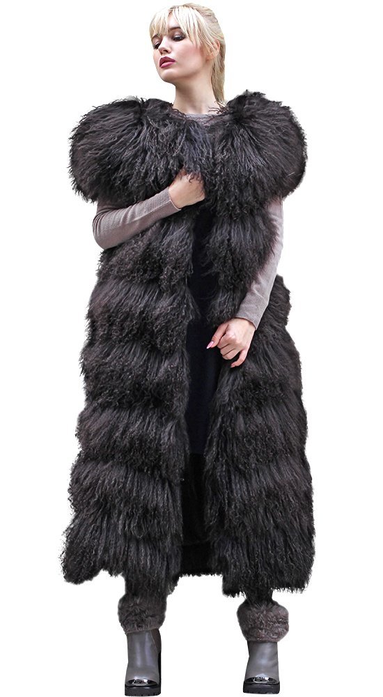 Женский меховой жилет из ламы